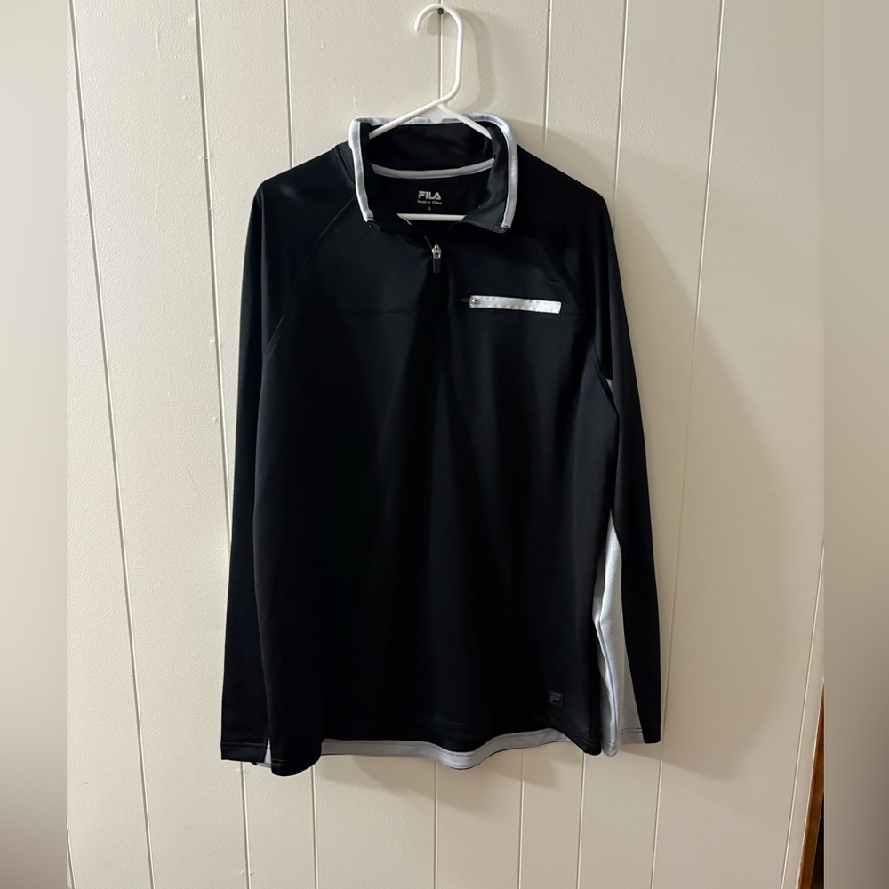 Fila Black White Long Sleeve Tee Sporty Quarter-Zip Mens Large fall
Gym